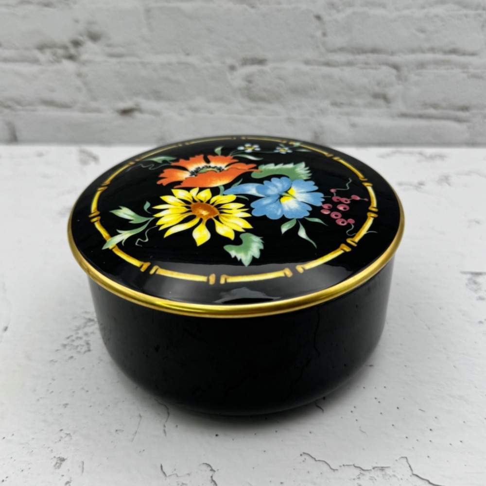 Villeroy & Boch Xenia Black Floral Trinket Box Vitro-Porcelaine Luxembourg - Picture 7 of 8